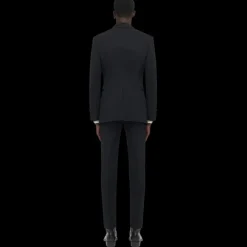 Veste simple bouton ALEXANDER MCQUEEN trompe l'oeil laine noire col satin