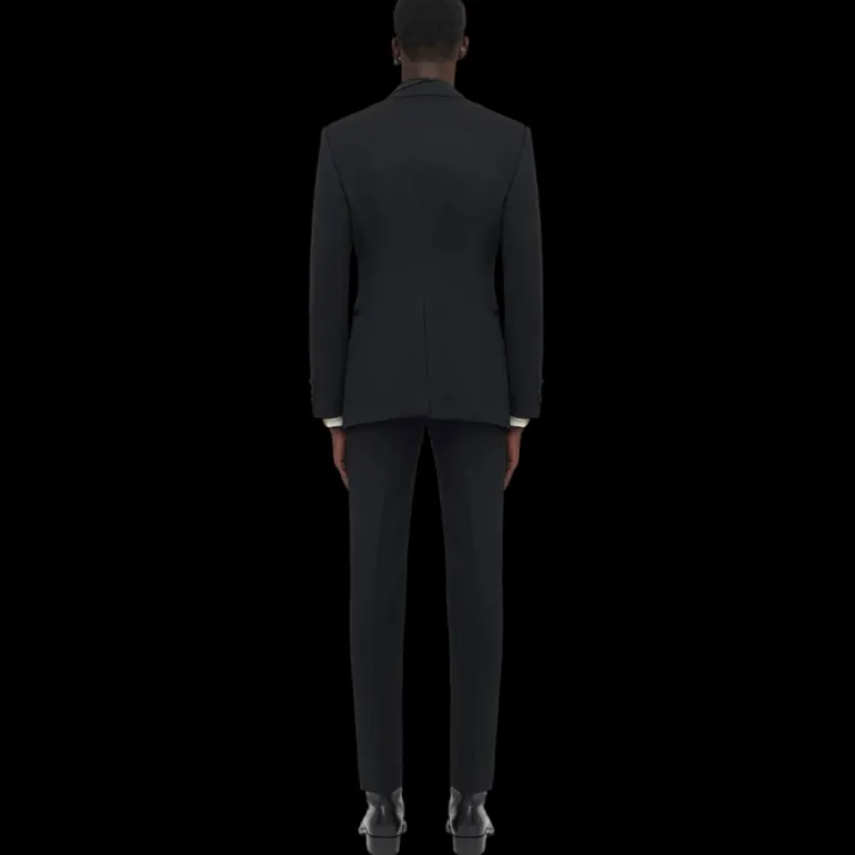 Veste simple bouton ALEXANDER MCQUEEN trompe l'oeil laine noire col satin