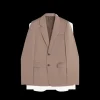 Veste simple boutonnage LANVIN laine tissée marron glacé