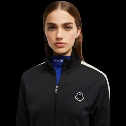 Veste survêtement zippée MONCLER x PALM ANGELS noir logo velours noir