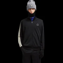 Veste survêtement zippée MONCLER x PALM ANGELS noir logo velours noir