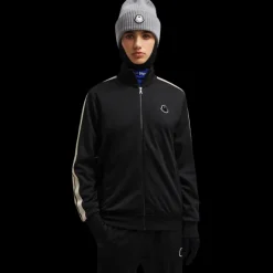 Veste survêtement zippée MONCLER x PALM ANGELS noir logo velours noir