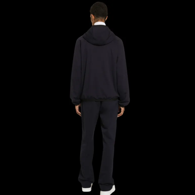 Veste zippée à capuche DOLCE & GABBANA coton bleu nuit plaque métal logo