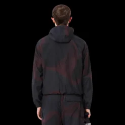 Veste zippée à capuche LACOSTE nylon ripstop imprimé dégradé bleu marine bordeaux