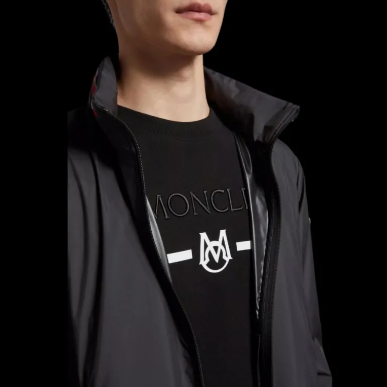 Veste zippée MONCLER à capuche bicolore Nylon noir