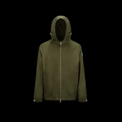 Veste zippée MONCLER Removay nylon kaki capuche à sangle