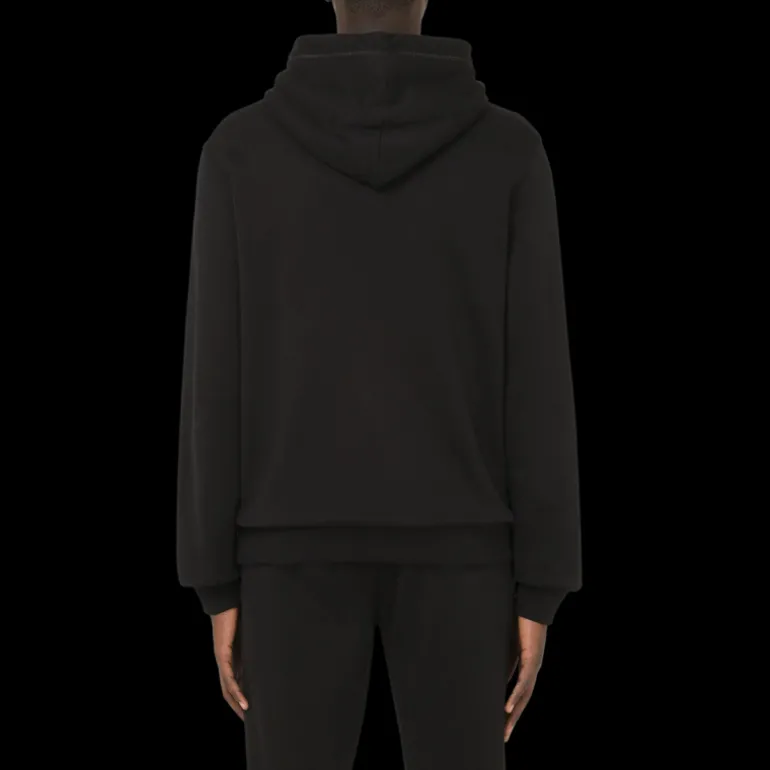 Veste zippée Sweat-shirt à Capuche coton noir broderie logo DG Noir