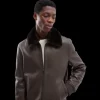 YVES SALOMON Blouson cuir marron intérieur col shearling marron chocolat
